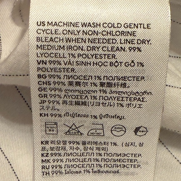 H&M Black/White Oversized Pinstripe Button-Down Shirt Wide Cuffs Size L EUC - Picture 9 of 12